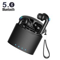 True Wireless Earbuds 5.0 Bluetooth Headphones Touch Control in-Ear Stereo Wireless Earphones with Microphone Charging Case Battery Display Noise-Cancelling Waterproof Sports Bluetooth Headsets Black