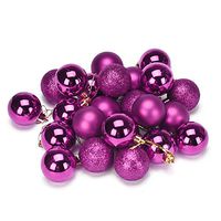 Litetao Xmas 4 cm 24PC Plastic Christmas Tree Decoration Ball For Party/Office Art/Home Art (Hot Pink)