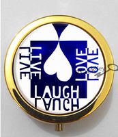 BlackKey Live Laugh Love Quote 3-Compartment Decorative Pocket Gift Box Case Organizer for Pill, Color 2 -105