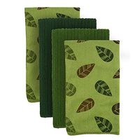 DII Microfiber Cleaning Towels Perfect for Kitchens, Dishes, Car, Dusting, Drying Rags, 16 x 19, Set of 4 - Green Leaves