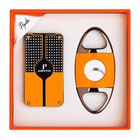 PIPITA Cigar Lighter and Cigar Cutter Set (2pcs/Set), Jet 3 Flame Cigar Lighter Torch and Cigar Cutter, Packing with Nice Gift Box (Black, Lighter+Cutter)