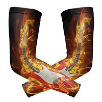 WXLIFE Fantasy Music Fire Guitar Sun Uv Protection Sport Arm Sleeves for Men Women Kids Running Basketball Cycling Arm Warmer Sleeves 1 Pair