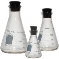 Corning Pyrex Vista #70980 Erlenmeyer Flask Set with Rubber Stoppers - 3 Sizes - 50, 125, and 250ml