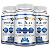 Research Verified Joint Relief - 100% Natural Glucosamine, MSM and Turmeric, Boswellia + Vitamins for Pain Relief and Joint Support - 3 Bottles (3 Months Supply)