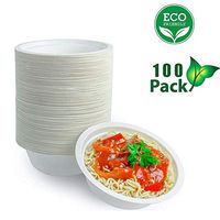 OURhome Disposable Bowl 100% Compostable Biodegradable Heavy Duty Eco-Friendly, 100 Count Disposable Dip Soup Bowl, Serving Bowls, Snack Trays, Perfect for Hot and Cold Foods