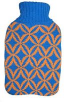 Warm Tradition Blue & Beige Diamonds Knit Hot Water Bottle Cover- Cover ONLY
