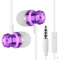 in-Ear Earphones, Licoers Universal 3.5mm Wired Metal Earbuds Nylon Wire in Ear Headphones with Mic and Case Bass Stereo Noise Isolating Ear Buds Inear Earphones (Purple)