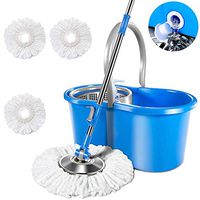 Spin Mop and Bucket System with 3 Mop Pads 5L Stainless Steel Bucket with Detergent Dispenser Home Floor Cleaning Masthome
