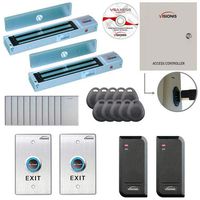 Visionis FPC-6133 Two Door Access Control for Outswing Door 600lbs MagLock Time Attendance TCP/IP Wiegand Controller, Black Card Reader, 10,000 Users Software Included