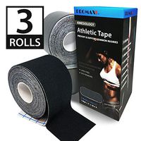 Promax Kinesiology Athletic Tape, Black Kinesiology Athletic Tape, Elastic for Supporting for Athletic Sports, Latex-Free, 3-Uncut Rolls (2" x 16.4'/Roll)