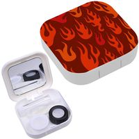 Portable Contact Lens Case Box Travel Kit Mirror + Bottle + Tweezers Container Holder [ Different Flame Silhouettes ]