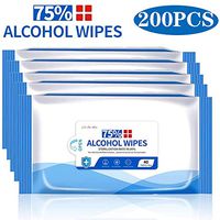 5 Pack 200Pcs 75% Alcohol Wipes,Large Wet Wipes(8"x6"),Soft Alcohol Wipes for Hand,Phone,Toy, Home,Office,Car Cleaning