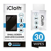 iCloth Lens and Screen Cleaner Pro-Grade Individually Wrapped Wet Wipes, Wipes for Cleaning Small Electronic Devices Like Smartphones and Tablets, Box of 30