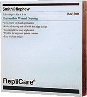 Smith & Nephew Replicare Thin Hydrocolloid Wound Dressing 6" x 6" Square, Water-proof, Beveled edge, Adhesive (Box of 5 Each)