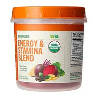 BareOrganics Energy & Stamina Blend Powder | Organic, Vegan, Gluten-Free, Non-GMO, BPA-Free | Beet, Cacao, Maca, Ginger Root, 8oz