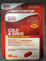 cvs COLD & SINUS Maximum Strength 30 Caplets for Ages 12+