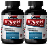 Nitric Oxide Supplements Powder - Nitric Oxide Muscle Power 3150mg - Body Building Supplement (2 Bottles - 180 Tablets)
