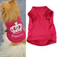 YOMXL Pet Dog Clothes,Cute Princess Crown Printed T-shirt Vest Summer Costume For Puggy Small Dog Cat (L, Red)