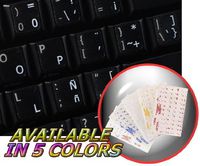 SPANISH (LATIN AMERICAN) KEYBOARD STICKERS WITH WHITE LETTERING TRANSPARENT BACKGROUND FOR DESKTOP, LAPTOP AND NOTEBOOK