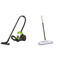Bissell Zing Canister Bagless Vacuum, 2156A, Green with Lightweight Tile, Wood Floor and Hard Surface Dust Mop, 1763