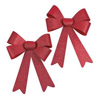 Jumbo Red Glitter Christmas Bows - 2 Pieces Per Unit and Measure 11" X 17".