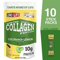 LonoLife Cucumber Lemon Collagen Peptides with 10g Protein, Paleo and Keto Friendly, Stick Packs, 10 Count