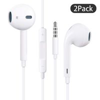 Earbuds/Headphones/Earphones,[2 Pack] 3.5mm Wired Headphones Noise Isolating Earphones Built-in Microphone & Volume Control Compatible Apple iPhone 6s/plus/6/5s/se/5c/iPad/Samsung/Android/MP4 MP3-02
