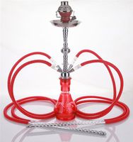 4 hose 23" Pita Red Hookah Shisha Nargila water glass vase pipes smoke sale
