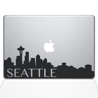 The Decal Guru Seattle Skyline Decal Vinyl Sticker, 13" MacBook Air, Black (2331-MAC-13A-BLA)