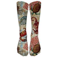 Sea Art Turtle Crab Knee High Graduated Compression Socks For Women And Men - Best Medical, Nursing, Travel & Flight Socks - Running & Fitness