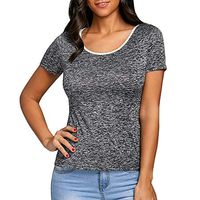 general3 Fashion Women Back Lace Bowknot Embellished Trim T-Shirt Short Sleeve O-Neck Tops(Gray,X-Small)