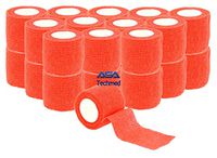 24 - Pack, 2” x 5 Yards, Self-Adherent Cohesive Tape, Strong Sports Tape for Wrist, Ankle Sprains & Swelling, Self-Adhesive Bandage Rolls (Red)