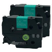 QPMY 2 Pack Compatible for Brother P-Touch Laminated TZe TZ Label Tape 24mm x 8m (TZe-755 White on Green)