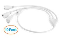 Aurum Cables 3 Prong 1-to-3 Power Cord Splitter Cable - Power Extension Cord - Cable Strip Outlet Saver - Outlet Splitter Electrical Cord - 3 Ft - 16AWG - UL approved - White - 10 Pack