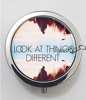 BlackKey Look at Things Different Quotes 3-Compartment Decorative Pocket Gift Box Case Organizer for Pill, Color 1 -557