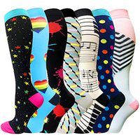 1/3/6 Pairs Compression Socks for Women&Men (20-30mmHg) -Best for Running, Travel,Cycling,Pregnant,Nurse, Edema (Small/Medium, Multicoloured 28)
