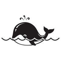 Cute Cartoon Whale Black Vinyl Decal Sticker for 13" Macbook Apple Laptop Computer