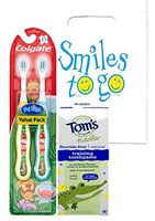 Wild Animal Safari 3pc Bright Smile Toddler Trainning Set! 2pk Soft Manual Toothbrush & Toddler Fluoride Free Toothpaste! Plus Dental Gift Bag & Tooth Saver Necklace!