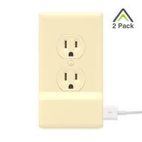2 Pack SnapPower USB Charger Outlet Wall Plate Cover - No Batteries Or Wires - Installs In Seconds - (Duplex, Ivory)