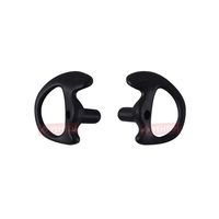YEHTEH Earmold Replacement Flexible Silicone Earplug, Open Ear Insert for Two Way Radio Acoustic Tube Earpiece. (Black, Large,1 Pair)