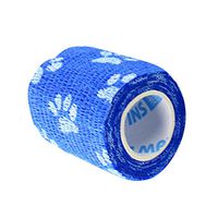 Baoblaze Cat Dog Pet Cohesive Bandage Gauze Tape Medical Wrap Claws Print Yellow Blue White - Blue2