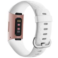Goosehill Band Compatible for Fitbit Charge 3, Silicon Wristbands for Charge 3 SE Advanced Fitness Tracker, Adjustable Replacement Sport Strap for Women Men White Small
