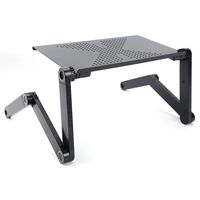 CLAUKING Folding Laptop Desk, Portable Laptop Stand for Sofa and Bed Adjustable Posture Laptop Table Leisure Standing Lap Desk with Mouse Pad, Black