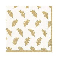 Caspari Leaves of Gold Paper Luncheon Napkins in Ivory, 20 Per Package