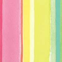 Amscan 509703 Party Tableware Sunny and Pink Spring Stripe Beverage Napkins, 16 Ct. | 5" x 5", Multicolor
