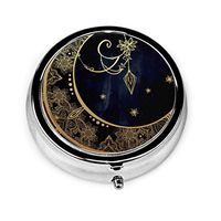 Attractive Moon Custom Fashion Round Pill Box Compact 3 Space Tablet Holder Pocket Purse Organizer Case Decoration Box