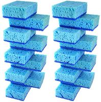 Okleen Blue Multi Use Scrub Sponge. Made in Europe. 18 Pack, 4.3x2.8x1.4 inches. Heavy Duty and Non Scratch Fiber. Odorless, Durable. Delicate Scouring Surface