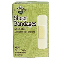 All Terrain Latex-Free Sheer Bandages, Absorbent Non-Stick Pad, 40 Count, Sterile