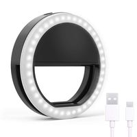 Selfie Ring Light, Rechargeable Clip on Selfie Fill Light with 36 LED Light, 3-Level Adjustable Brightness Compatible for iPhone, iPad, Android, Tablet, Laptop, Camera Video (Black)