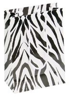 10 pcs Medium Zebra Glossy Shopping Paper Gift Sales Tote Bags with Blank Message Tag 4.75" x 2.5" x 6.75"